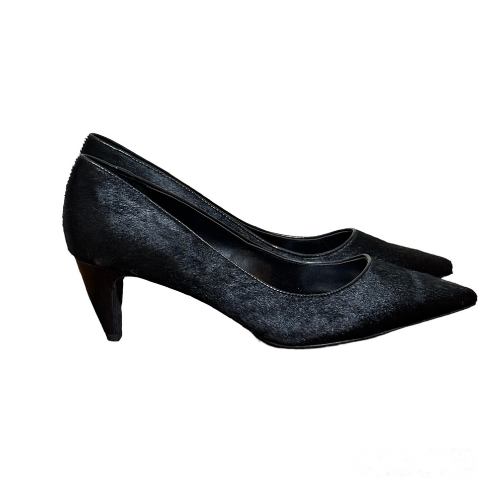 LOGO by Lori Goldstein Black Calf Hair Leather Joan Pumps Heels. Women’s 9